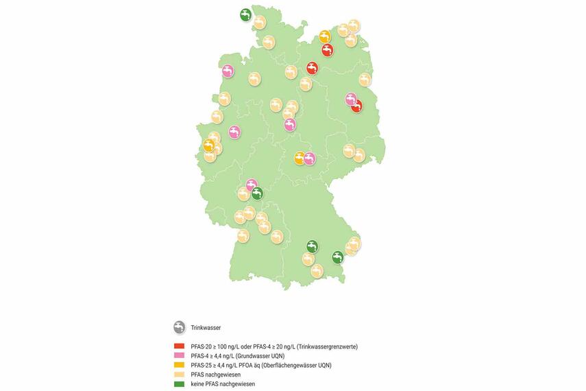 Trinkwassertests von BUND-Aktiven: In 42 von 46 Stichproben wurden PFAS nachgewiesen